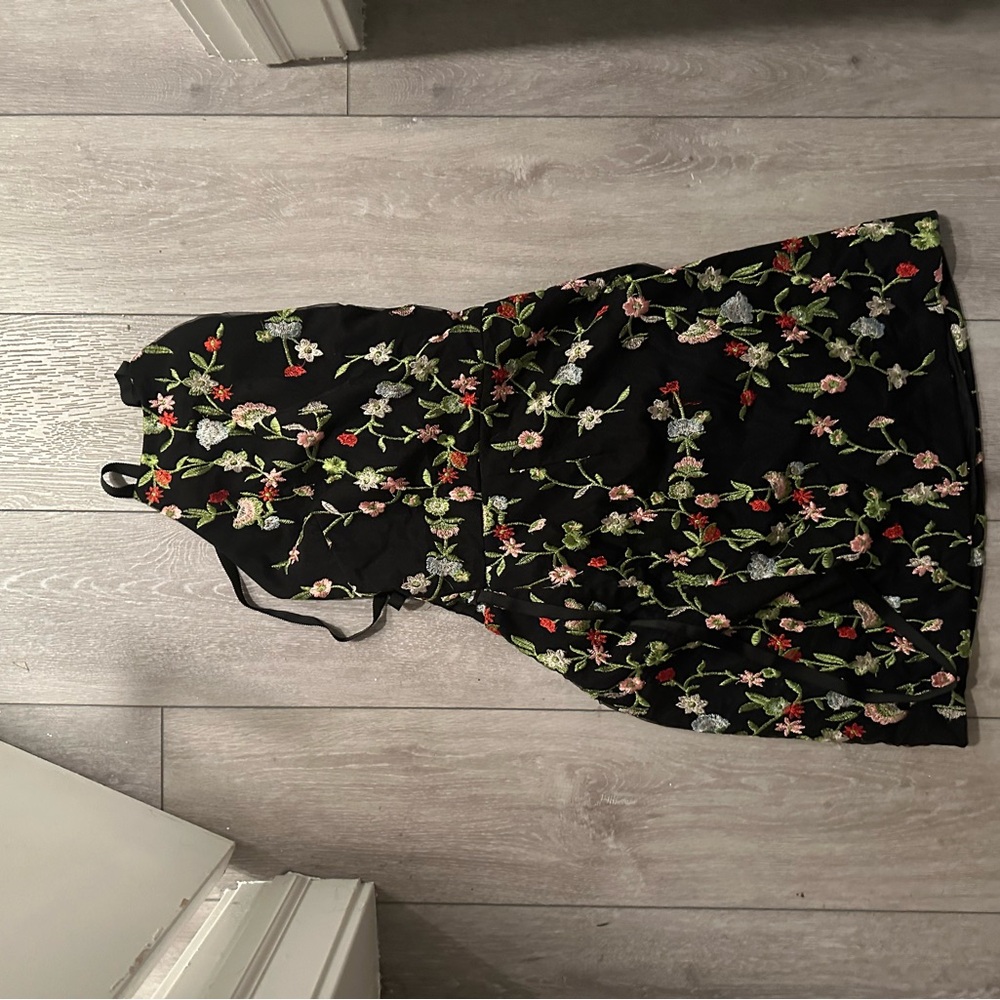 Giani Bini Floral Embroidered Black Dress